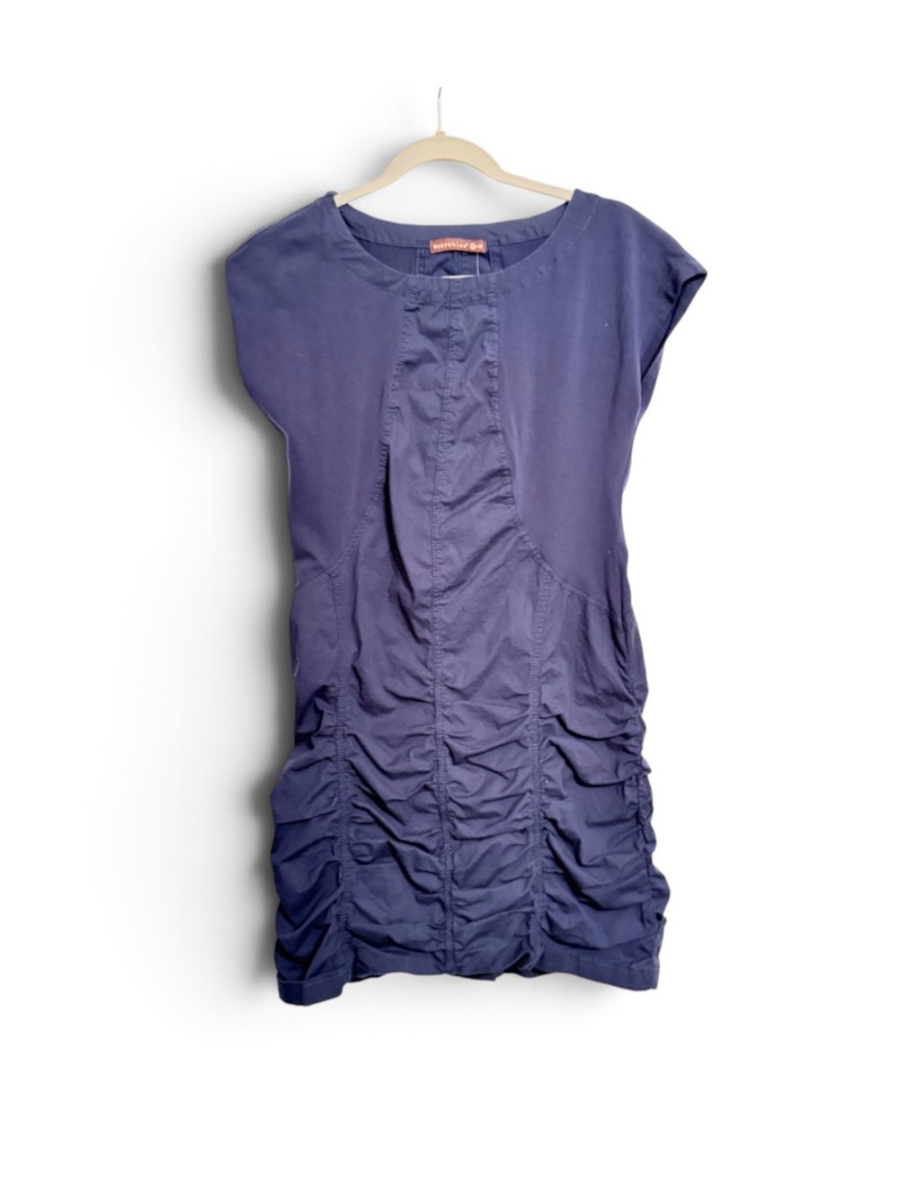 Wearables Ruched Navy Cap-Sleeve Mini Dress